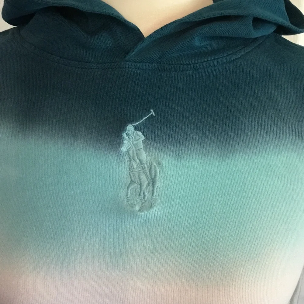 Ralph Lauren Boho Ombré Blue, Teal and White Hooded Tunic/Dress